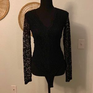 Black lace bodysuit by SOCIALITE